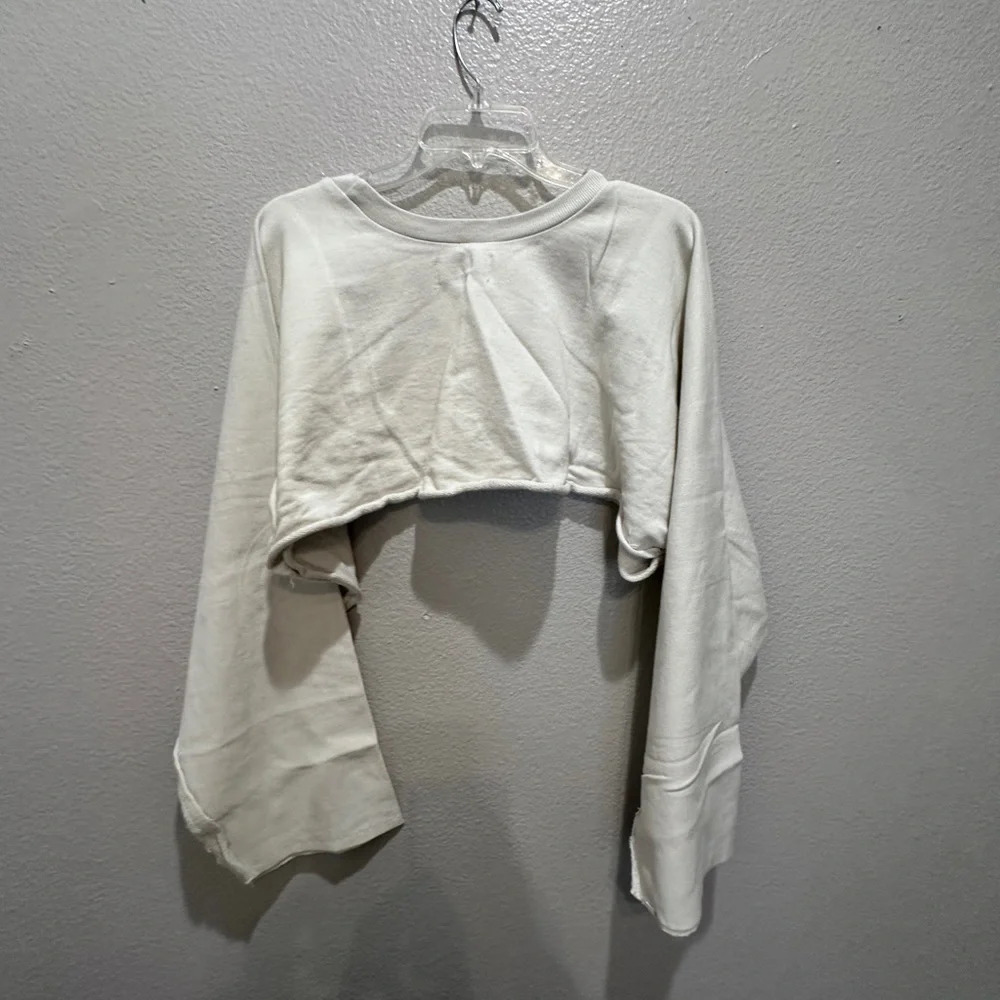 Niyama Sol crop kimono sweatshirt in stone Size Medium Yoga Athleisure - Picture 7 of 10